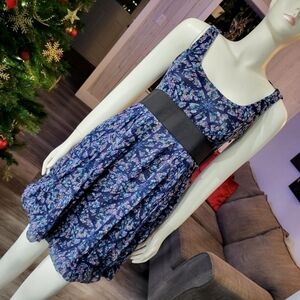 ZARA - Floral Basic Bubble Hem Silk Dress